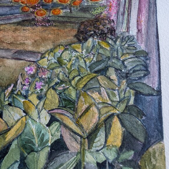 Original Watercolor - Pumpkin Lantern Tree i: Indigo Sky - Painting - Picture 6 of 6